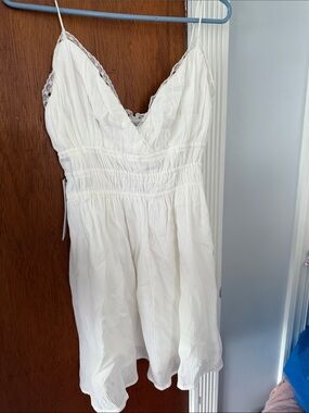 Princess Polly White Smocked Lace-Trim Dress